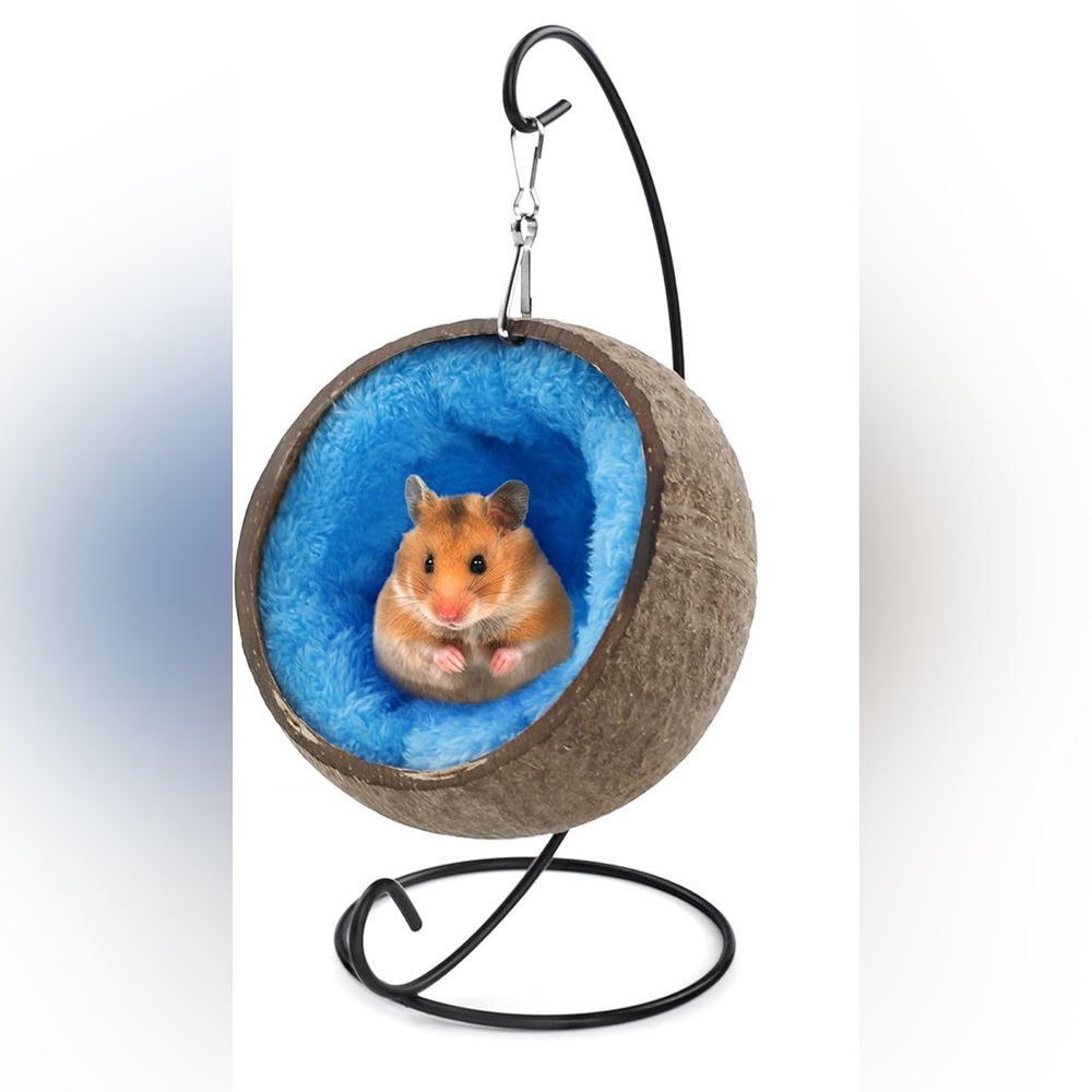 Coconut Husk Hamster Hideout, bed w/ removable Pad NEW - Picture 2 of 9